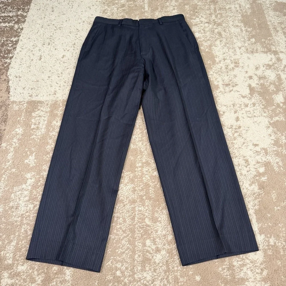Banana Republic Suit Mens 40R 31x32 Navy Blue Striped Wool Classic Old Money